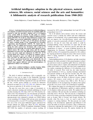 人工智能在物理科学、自然科学、生命科学、社会科学以及艺术和人文学科中的应用：1960 年至 2021 年研究出版物的文献计量分析